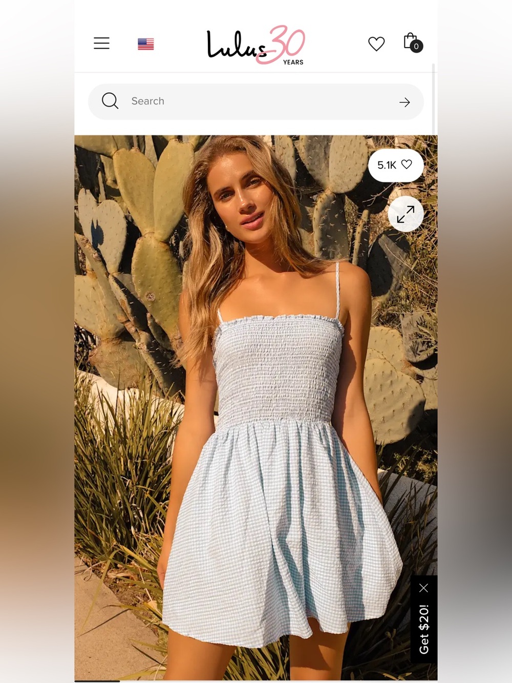 Lulus Light Blue Gingham Smocked Mini Dress Size S